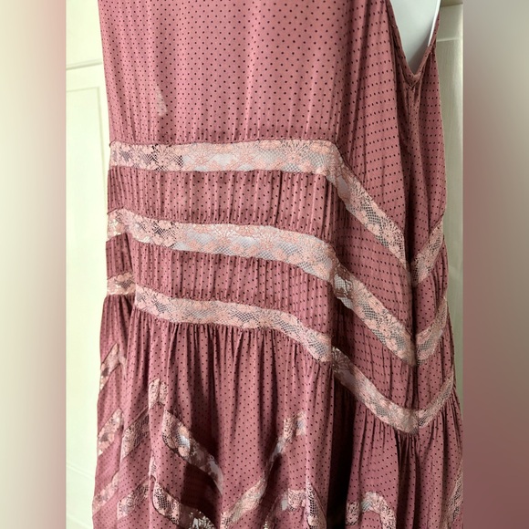 Free People Intimately Voile Trapeze Lace Ruffle Slip Dress in mauve pink - Picture 6 of 6